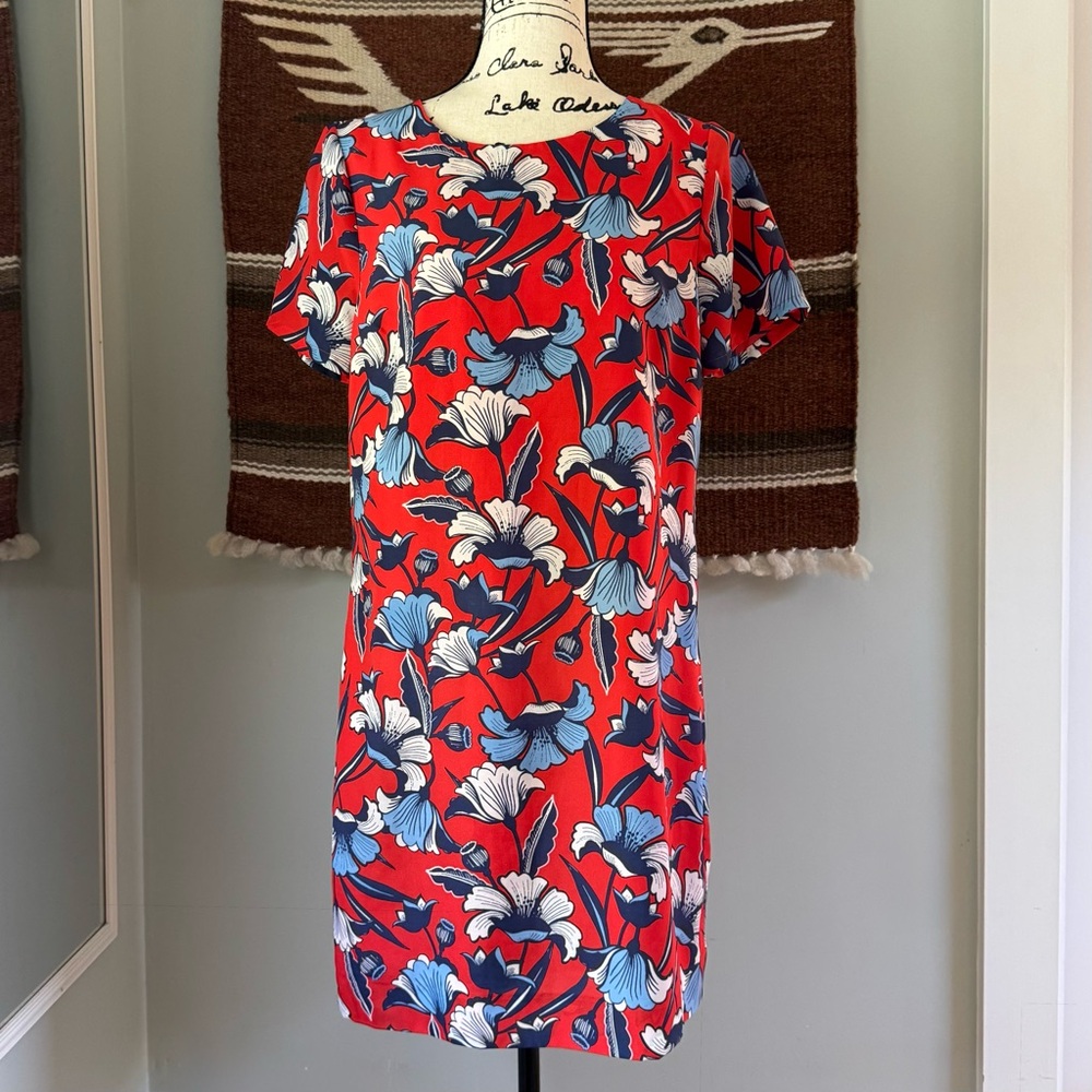 J. Crew Gallery Shift Dress in Red Floral